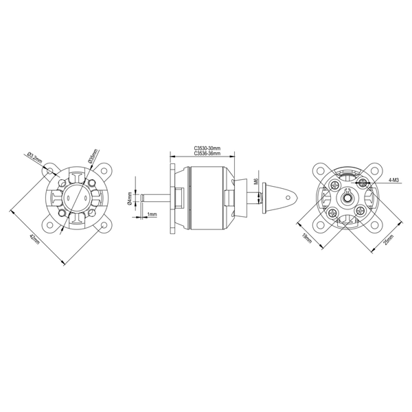Brushless Motor C3536-06 KV1300 680 Watt von Spitz