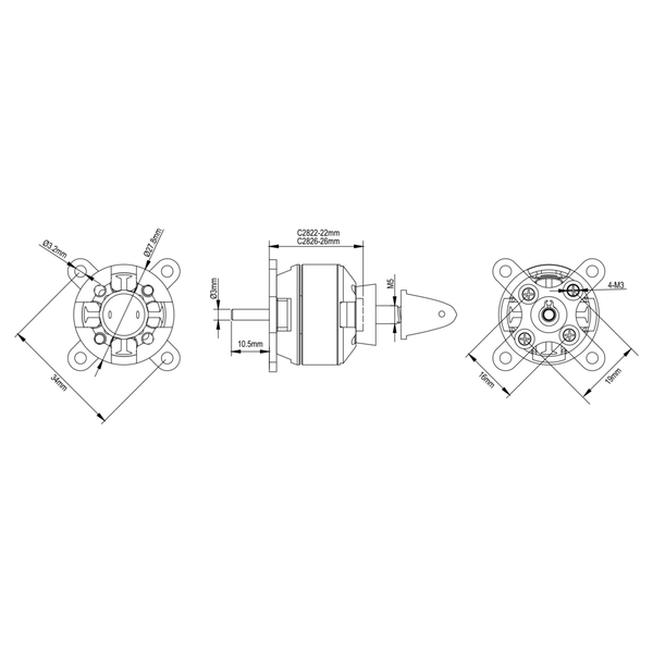 SPITZ Brushless Motor 2822-25 1400KV  160W   *Top Qualität*
