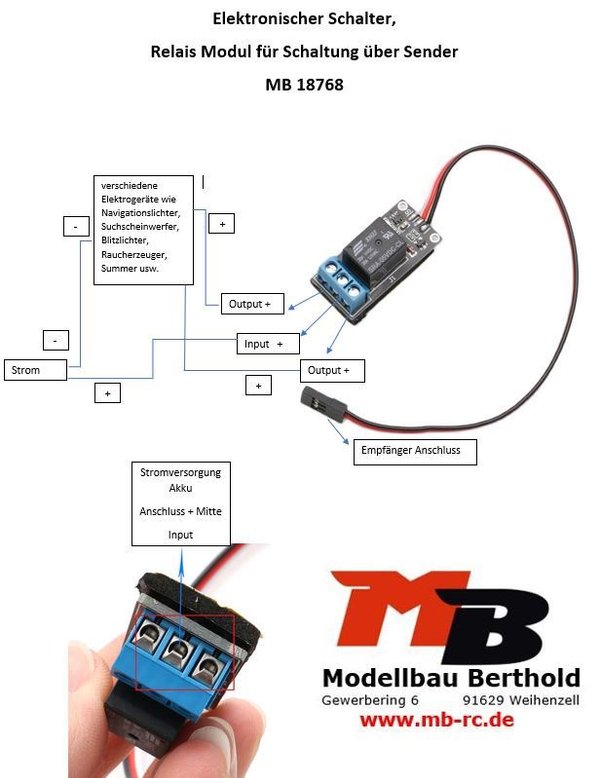 Elektronischer Schalter, Relais Modul für Schaltung über Sender    MB 18768
